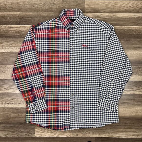 Vintage MO BETTA Garth Brooks Split Plaid Western Unique Shirt Men’s Sz Large - Picture 1 of 11